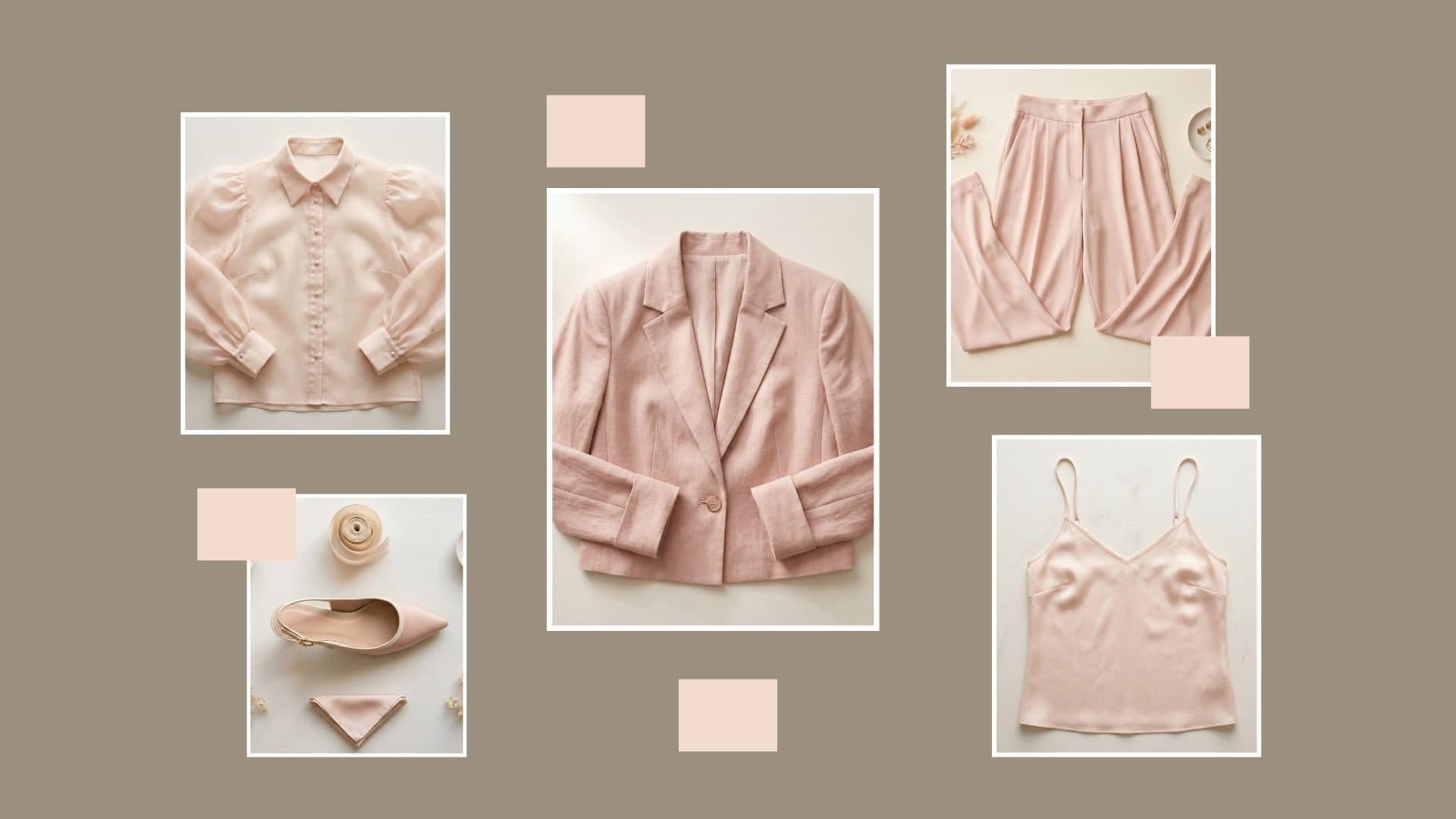 Blush sheer blouse, silk cami, and blazer show how to style sheer layers in spring without looking overexposed.