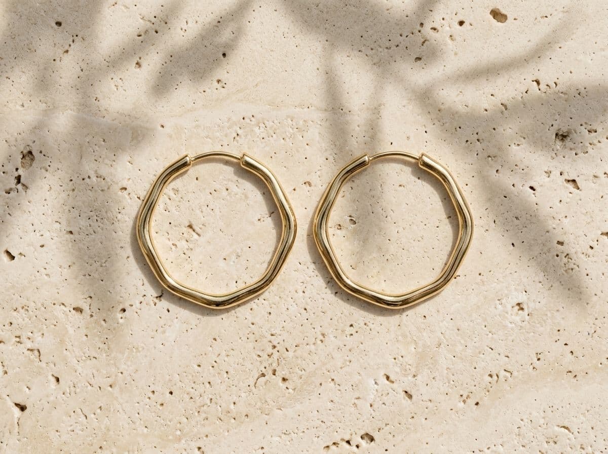 Slim Organic-Shape Gold Hoop Earrings