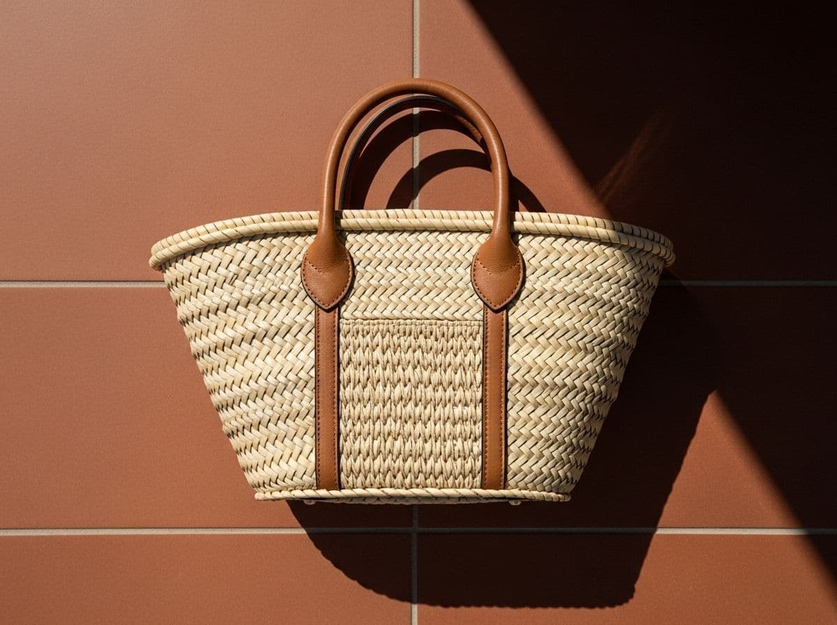 Structured Straw Top-Handle Bag