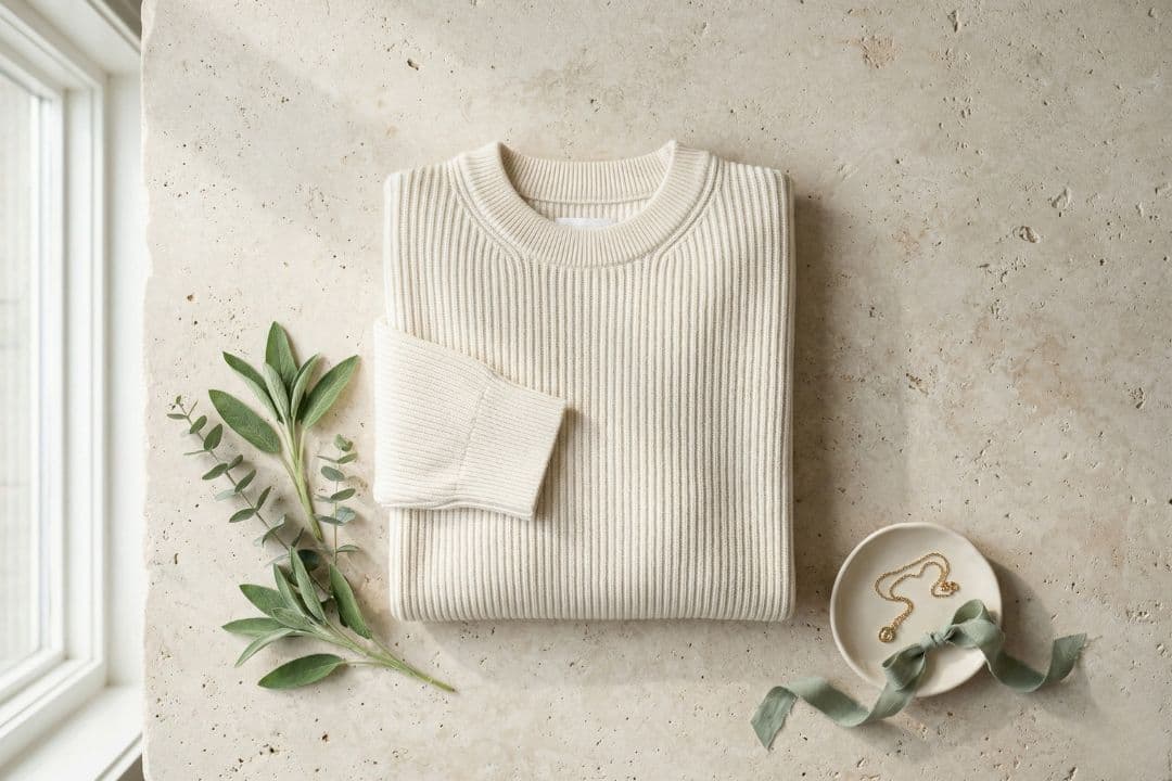 The Essential Ivory Ribbed Crew