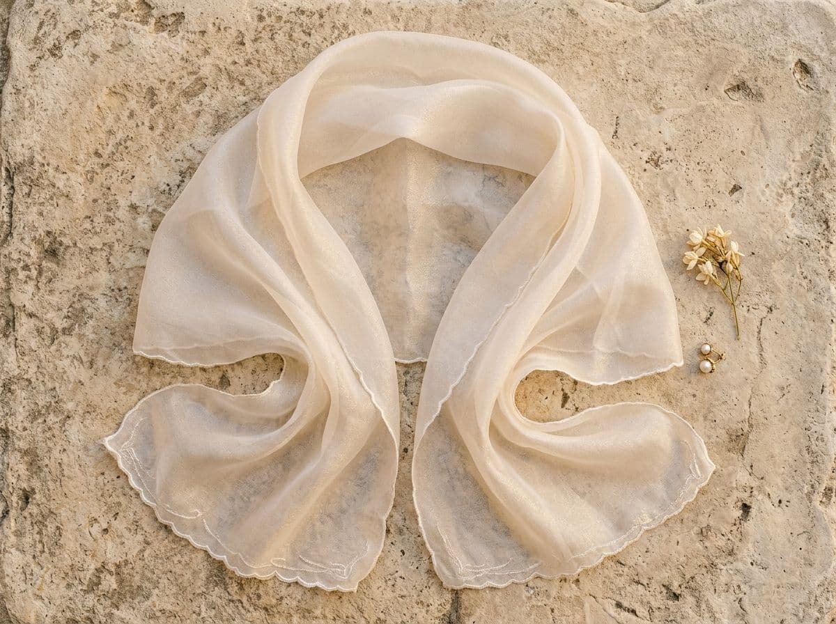 Lightweight sheer organza shoulder wrap