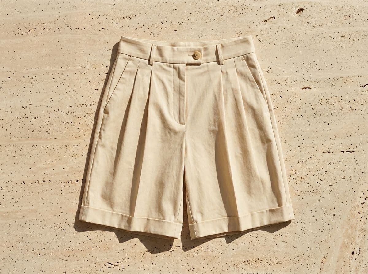 High-Rise Pleated Cotton-Poplin Bermuda Shorts