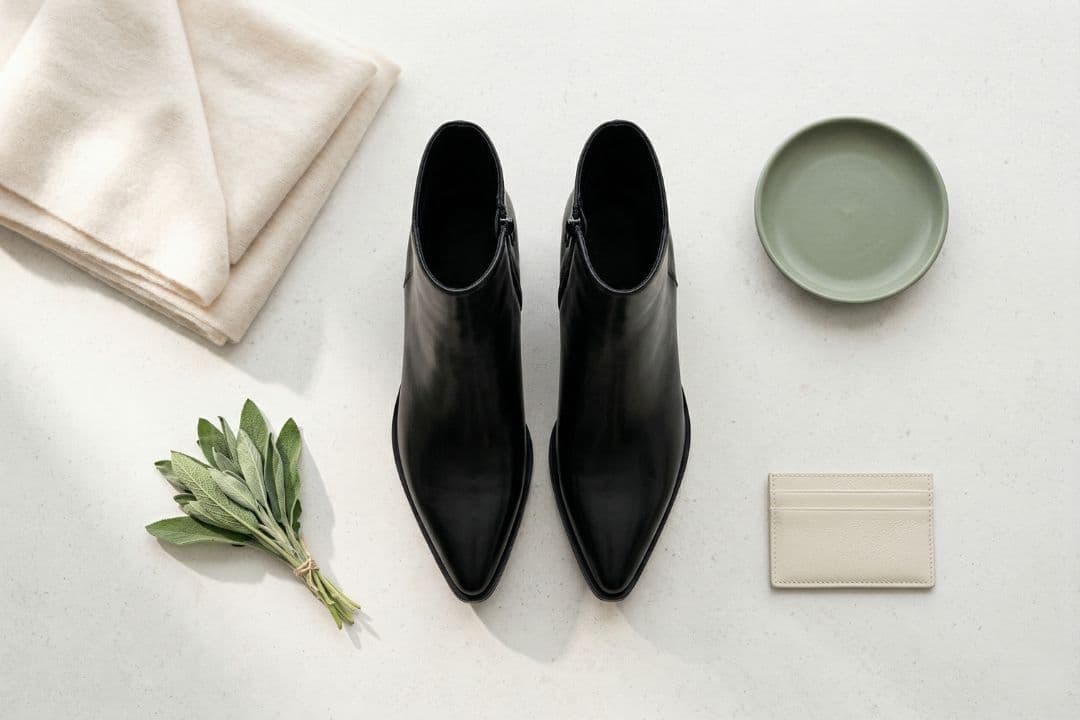 The Pointed Leather Block Bootie