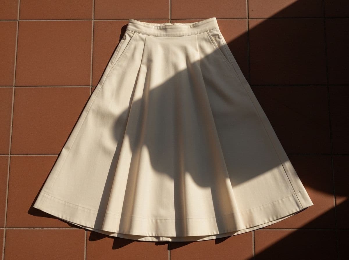 High-Waisted A-Line Cotton Poplin Midi Skirt