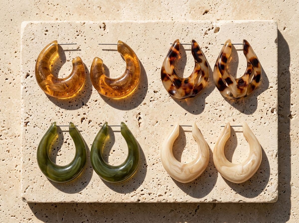 Sculptural Resin Hoop Earrings